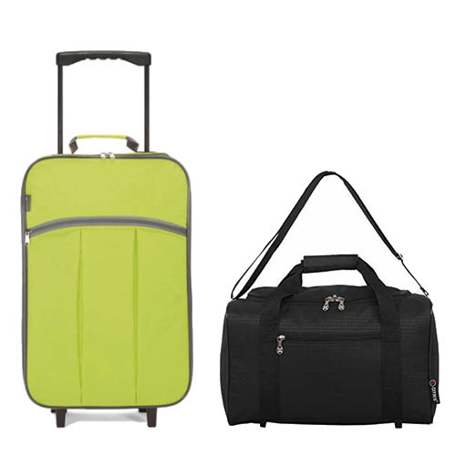 Smart Cabin Bag Set 55x35x20cm Lime & Fly Free Under Seat Bag Black